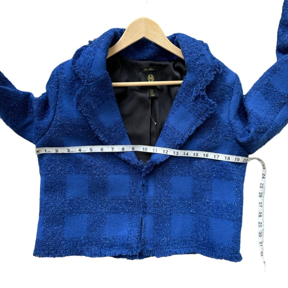 House of Harlow 1960‎ Womens 2pc Blue Wool Tweed Blazer & Skirt(Skort) Set Sz. M - Picture 14 of 16